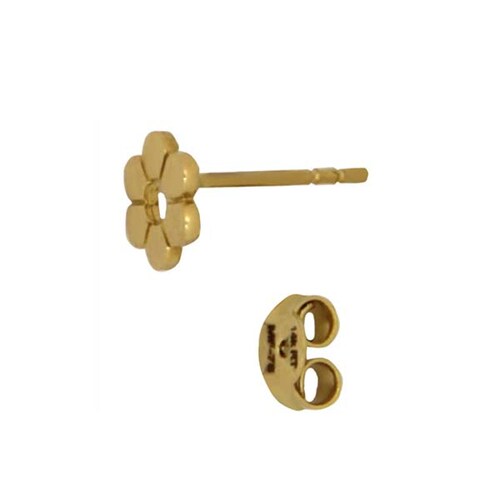 Broquel Diseño de Flor en Oro Amarillo Pulido de 14 K + Obsequio