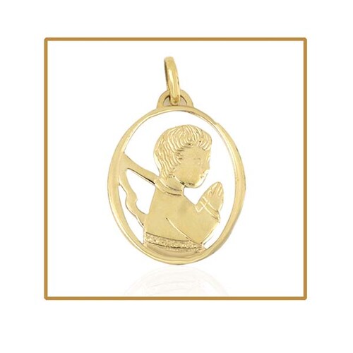 Medalla Ángel de la Guarda Calada en Oro Amarillo de 14 K + Obsequio