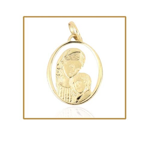 Medalla con Madona Calada en Oro Amarillo de 14 K + Obsequio