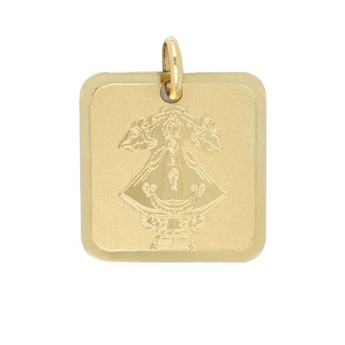 Medalla Cuadrada Virgen Juquila en Oro Amarillo de 14 K + Obsequio