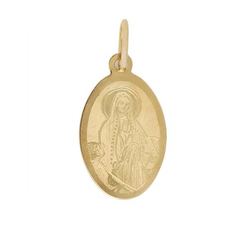 Medalla Ovalada de Virgen de Fátima en Oro Amarillo de 14 K + Obsequio