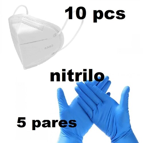 10 pcs Cubreboca Mascarilla mascara N95 Kn95 + 5 pares de guantes de nitrilo