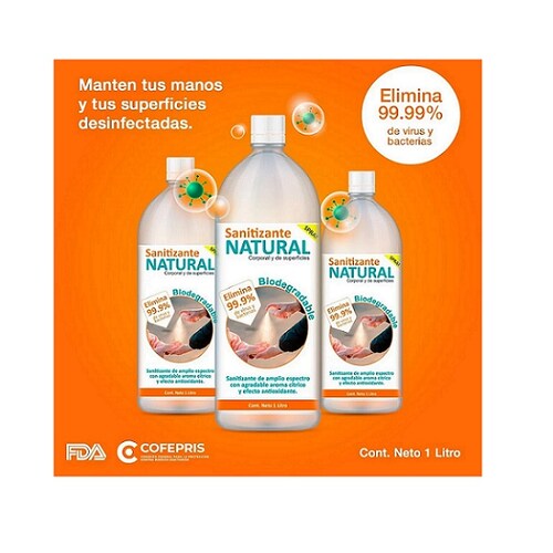 Sanitizante Desinfectante Natural Corporal Y De Superficies, Biodegradable 20L