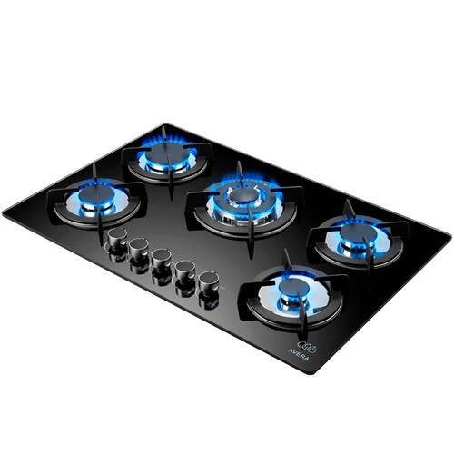 Parrilla de Gas Vidrio Templado con 5 Quemadores Avera VT5