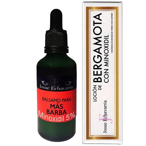 Tratamiento para cabello y barba bergamota con Minoxidil 5% y Cepillo de Madera color café Josue Echavarria
