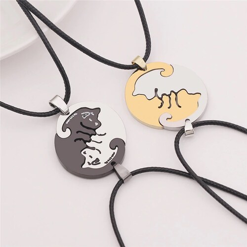 Llaveros Sellingo Pareja Yin Yang Perros Acero Inox Cadena