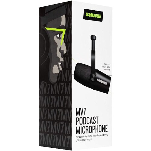 Micrófono para Podcast SHURE MV7-K Negro modo Auto Level Dinámico