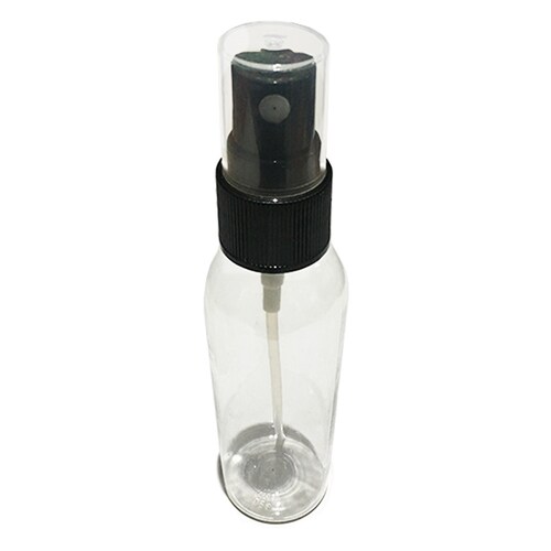 Botella De Plástico 60 ml Transparente C/atomizador Negro