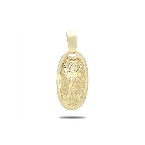 Medalla Ovalada Santo Niño en Estilo italiano con Bisel Pulido en Oro de 14 K + Obsequio