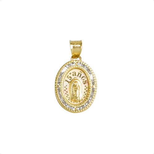 Medalla 15 Años Con Virgen Guadalupe VAROURO Oro 10k + Cadena Regalo