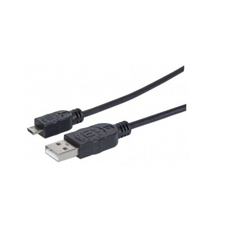 Cable USB Micro B MANHATTAN 1.8m USB Negro CEL TABLETA CAMARA BATERIA CARGA DATOS PC LAP ENERGIA