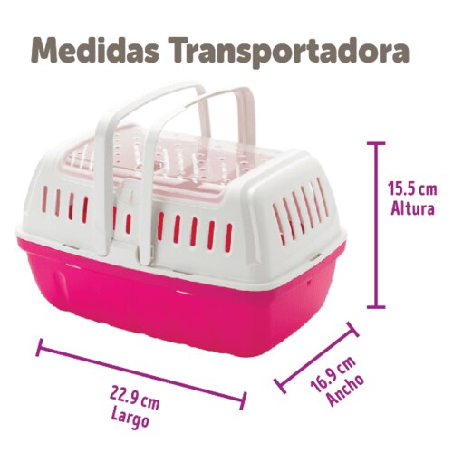 Transportadora Para Viaje Chica Jaula Conejo Hurones Cuyos Rosa