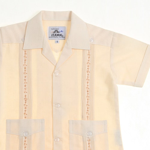 Conjunto de Guayabera Bordada de Lino color Hueso 1 a 6 años