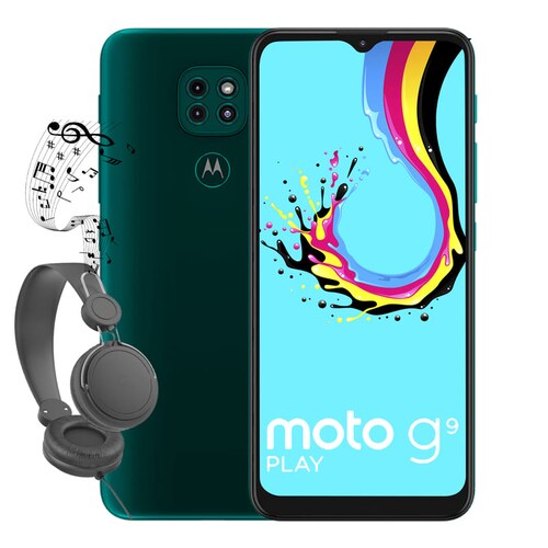 Celular MOTOROLA Moto G9 4GB 64GB 6.5" HD+ Triple Camara 48Mpx - Tecnología 3G + Audífonos