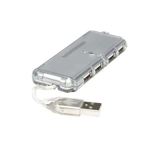 Hub USB MANHATTAN 160599 USB 2.0 Gris 4 puertos DATOS PC LAP MAC WINDOWS MEMORIA CEL CARGA PUERTOS