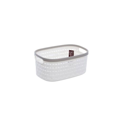 Aleissi Organizador Canasta 30 x 21x 13 cm Canasto Rattan Mimbre Plástico Textura Chico (Blanco)