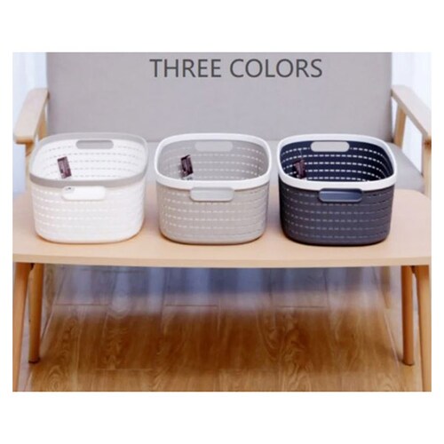 Aleissi Organizador Canasta 30 x 21x 13 cm Canasto Rattan Mimbre Plástico Textura Chico (Blanco)