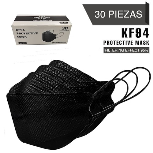 Cubrebocas 30 PZ negro Kn95 kf94 Coreano 5 capas certificado aprobado FDA 95% filtración 