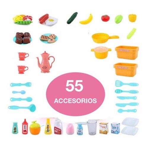Cocina Home Kitchen 55 Accesorios Rosa