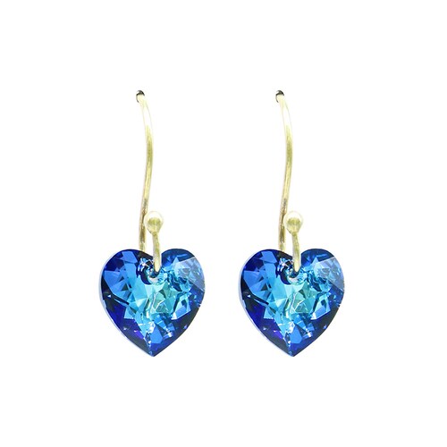 Aretes Crystal Heart Bermuda Blue y plata 0.925
