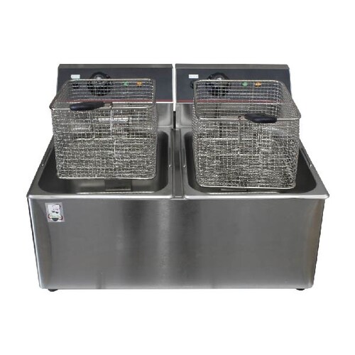 Freidora Electrica 8l 2 Cestas Comercial 110v Envío Gratis Gris