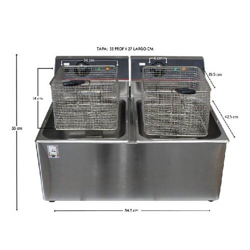 Freidora Electrica 8l 2 Cestas Comercial 110v Envío Gratis Gris