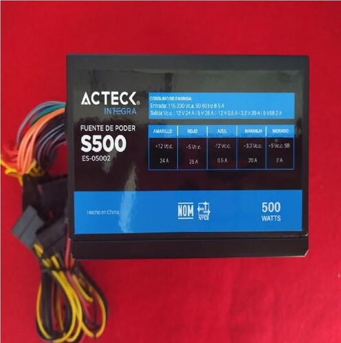 FUENTE PODER MICRO ATX 500W 204PINES VENTILADOR 80MM ENERGIA CORRIENTE PC ENSAMBLE GAMER CASA OFICI