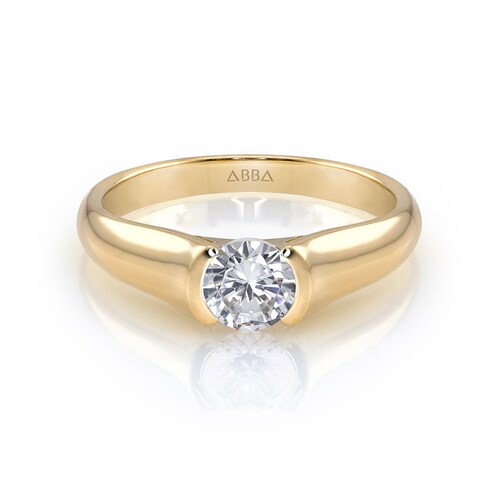 ANILLO DE COMPROMISO SOLITARIO 14K ORO AMARILLO DIVINO ABBA JOYAS