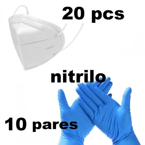  10 pares de guantes de nitrilo + 20 pcs Cubreboca Mascarilla mascara N95 Kn95 