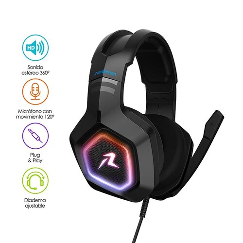 Audífonos Gamer con Sonido HD 360 Micrófono Luz LED G3500 Redlemon