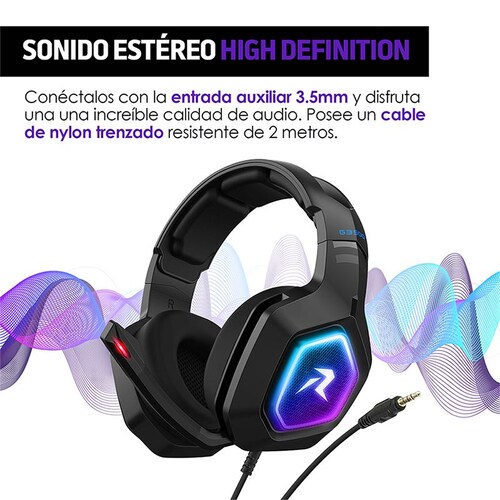 Audífonos Gamer con Sonido HD 360 Micrófono Luz LED G3500 Redlemon
