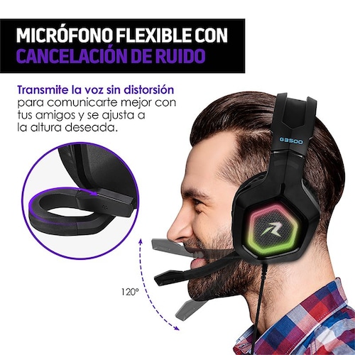 Audífonos Gamer con Sonido HD 360 Micrófono Luz LED G3500 Redlemon