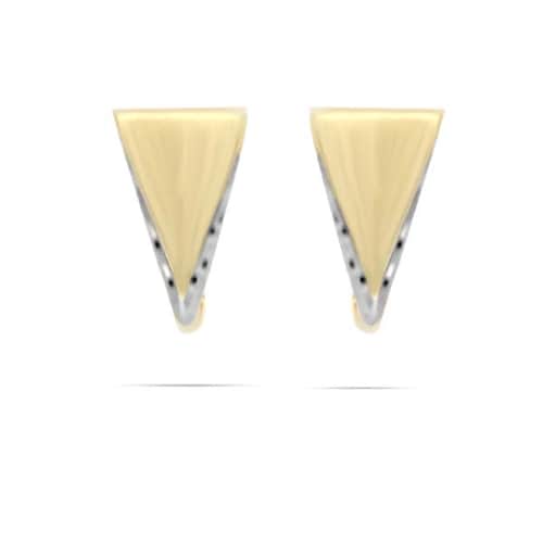 Arete Triángulo Invertido con Bisel Diamantado en Oro Blanco de 14 K + Obsequio
