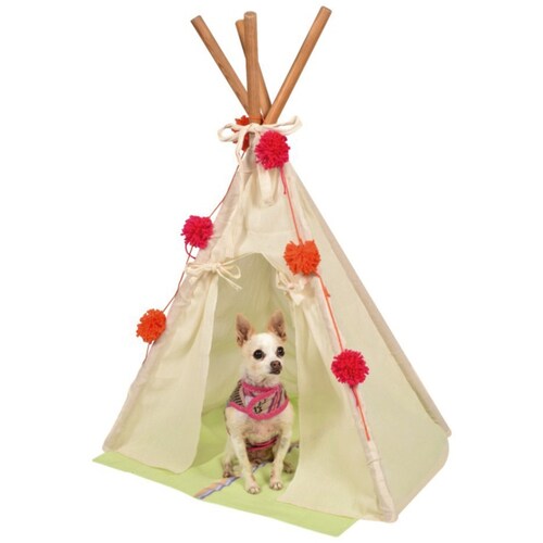 Tipi (teepee) de Manta con Pompones para perro pequeno y mediano marca El Rebozo de Dolce