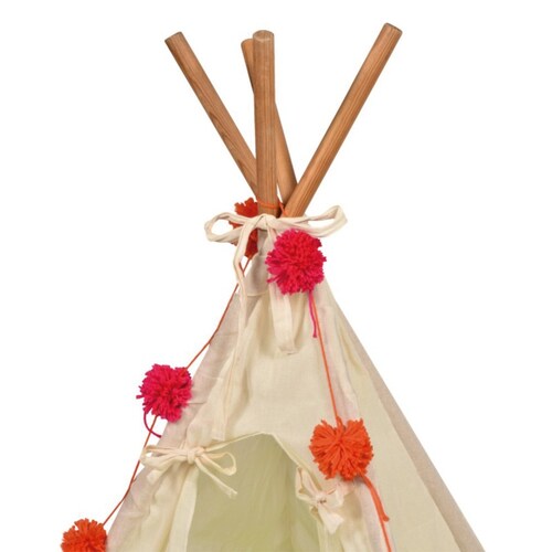 Tipi (teepee) de Manta con Pompones para perro pequeno y mediano marca El Rebozo de Dolce