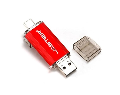 MEMORIA USB A TIPO C OTG 32GB DATOS CEL ROJO PC LAP ARCHIVOS PORTATIL IMAGENES MÚSICA 
