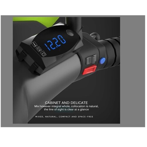 RELOJ voltímetro LED DIGITAL MOTO COCHE AUTO AMPERIMETRO BATERIA TEMPERATURA PANTALLA AZUL TERMOME
