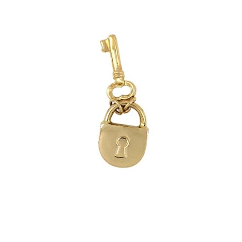 Dije de Candado y LLave en Oro Amarillo de 14 K + Obsequio