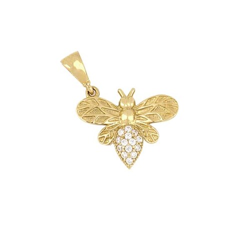 Dije de Abeja con Circonias Blancas en Oro Amarillo de 14 K + Obsequio
