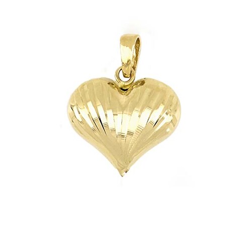 Corazón Inflado con Diseño a Rayas en Oro Amarillo de 14 K + Obsequio