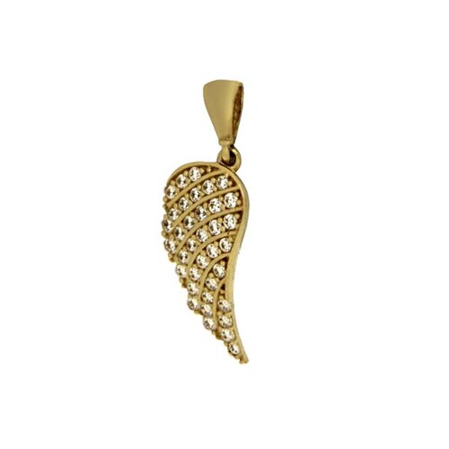 Dije de Ala de Ángel con Circonias en Oro Amarillo de 14 K + Obsequio