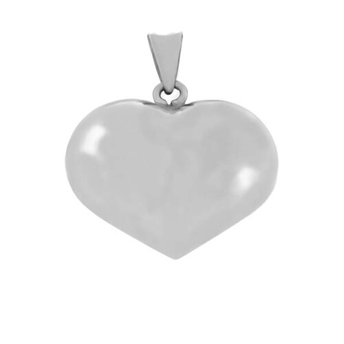 Dije de Corazón Inflado en Oro Blanco de 14 K + Obsequio