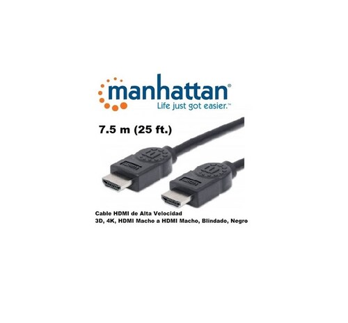 Cable HDMI MANHATTAN 7,5m HDMI Macho Negro VIDEO pantalla MONITOR PC CONSOLA GAMER JUEGO PLAYSTATIO
