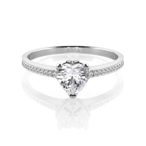 ANILLO DE COMPROMISO CORAZÓN PAVÉ ORO 14K ABBA JOYAS