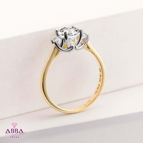 ANILLO DE COMPROMISO 10K ORO AMARILLO CON PIEDRA TRELIS ABBA JOYAS