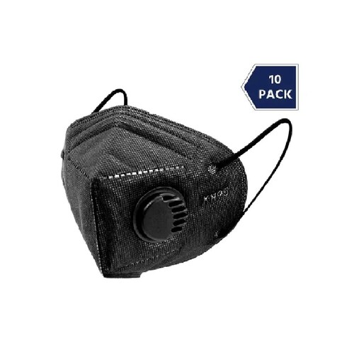 cubrebocas Mascarilla tapabocas kN95 Con Válvula NEGRO 10 pcs 
