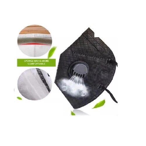 cubrebocas Mascarilla tapabocas kN95 Con Válvula NEGRO 10 pcs 