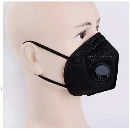 cubrebocas Mascarilla tapabocas kN95 Con Válvula NEGRO 10 pcs 