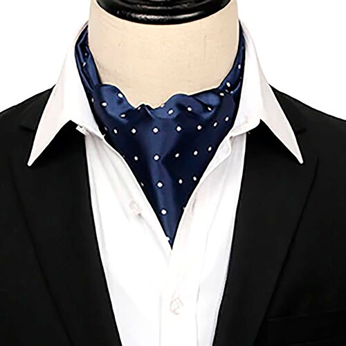 Corbata Ascot (tipo Gazné) con Pañuelo UNISEX Modelo PLKDT-AzPl