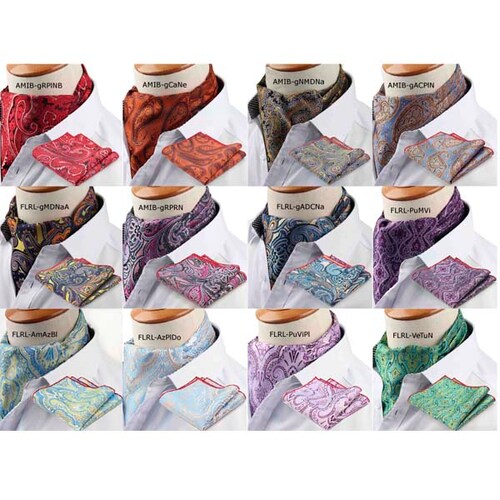 Corbata Ascot (tipo Gazné) con Pañuelo UNISEX Modelo FLRL-gADCNa